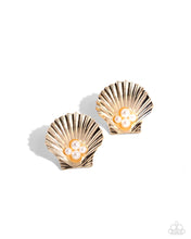 Load image into Gallery viewer, Paparazzi “Oyster Opulence” Gold Post Earrings
