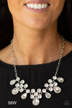 Load image into Gallery viewer, Paparazzi “Debutante Drama” White Necklace Earring Set
