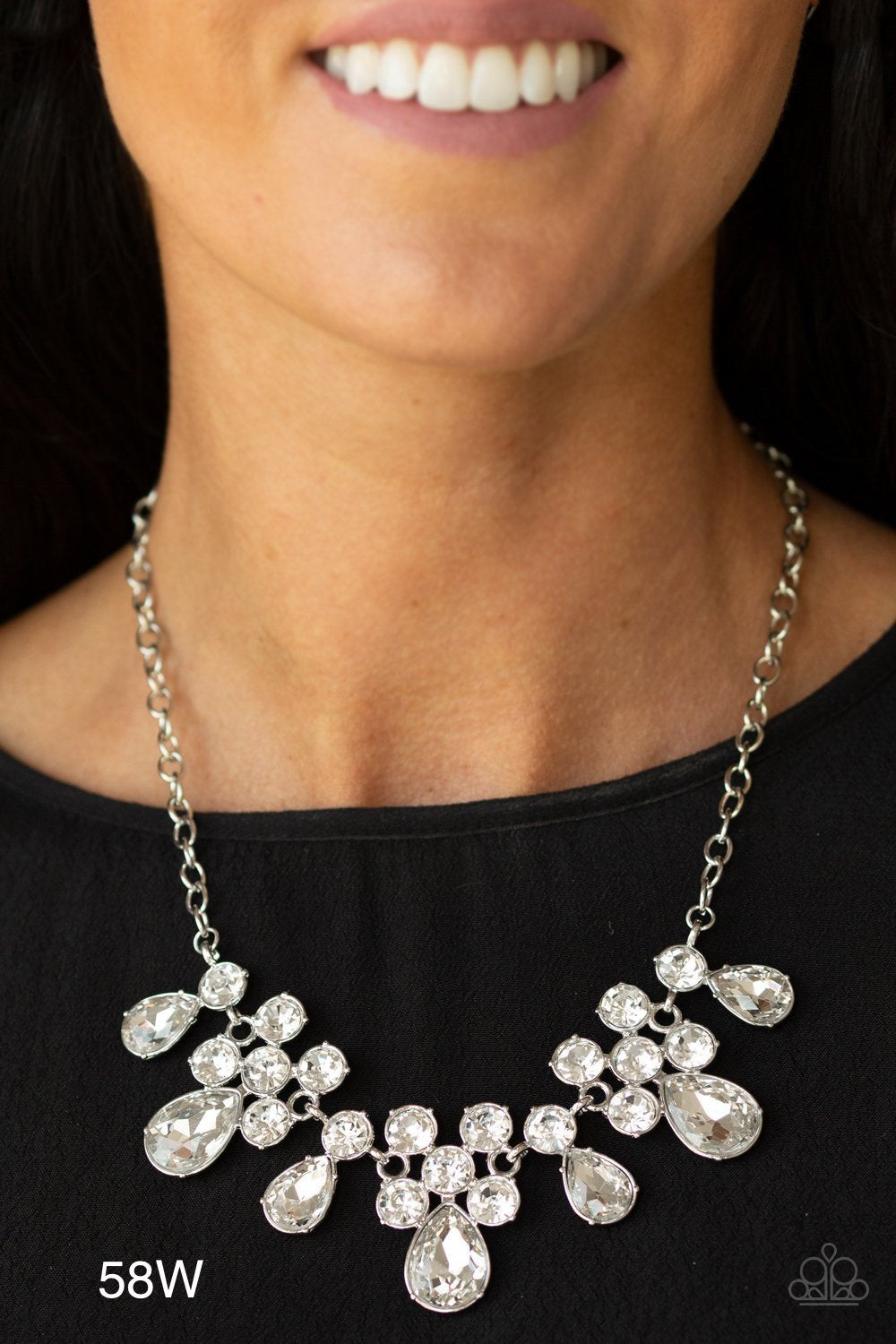 Paparazzi “Debutante Drama” White Necklace Earring Set