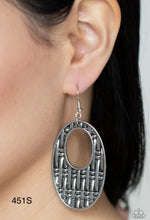 Load image into Gallery viewer, Paparazzi “Engraved Edge” Silver Dangle Earrings
