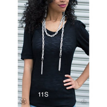 Load image into Gallery viewer, Paparazzi “Scarfed For Attention” - Silver Necklace Earring Set
