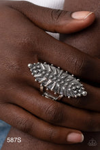 Load image into Gallery viewer, Paparazzi “Bump, Set, Spike!” Silver Stretch Ring - Cindysblingboutique
