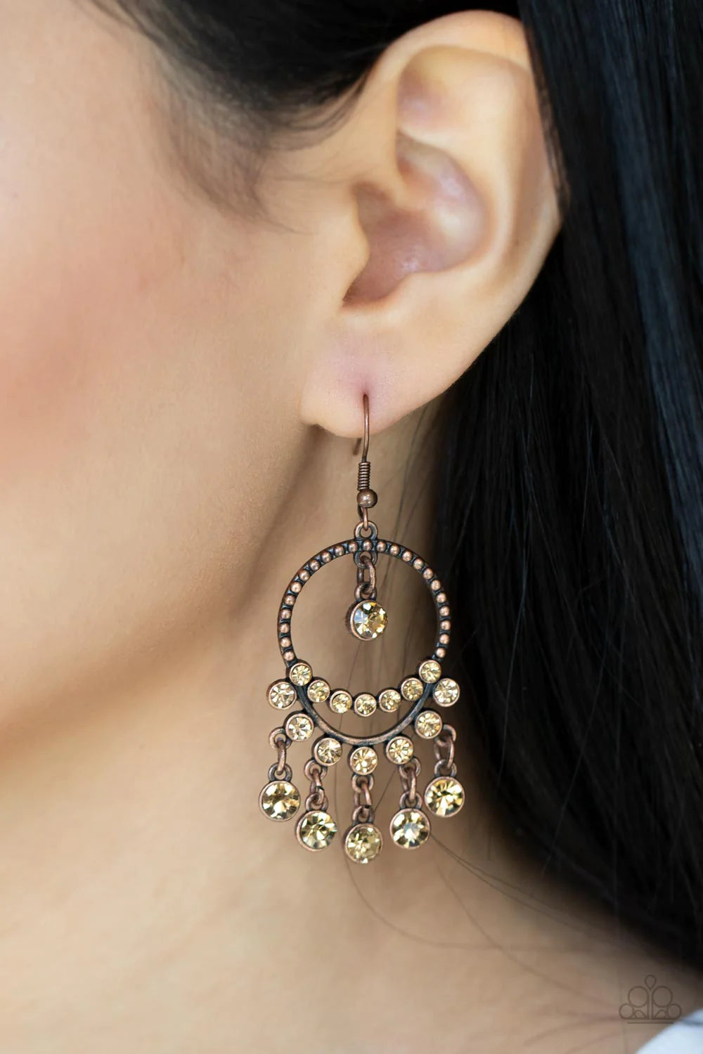 Paparazzi “Cosmic Chandeliers” Copper Dangle Earrings - Cindysblingboutique