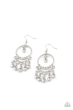 Load image into Gallery viewer, Paparazzi “Cosmic Chandeliers” White Dangle Earrings - Cindysblingboutique

