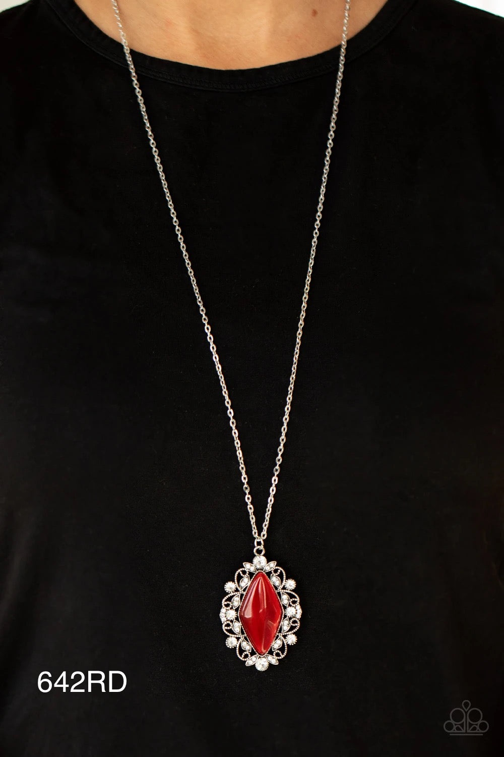 Paparazzi “Exquisitely Enchanted” Red Necklace Earring Set