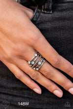 Load image into Gallery viewer, Rhinestone studded Ritz White Stretch Ring - Cindys Bling Boutique
