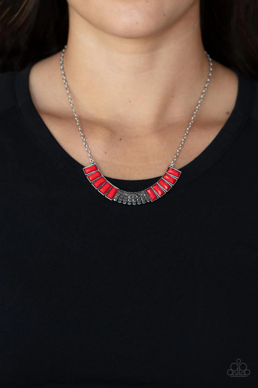 Paparazzi - “Coup de MANE” Red - Necklace Earring Set