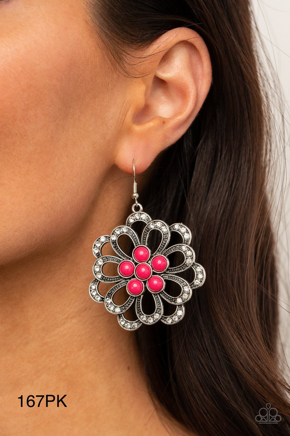 Paparazzi “Dazzling Dewdrops” Pink Dangle Earrings