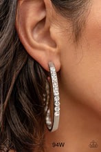 Load image into Gallery viewer, Paparazzi “Borderline Brilliance” White Hoop Earrings
