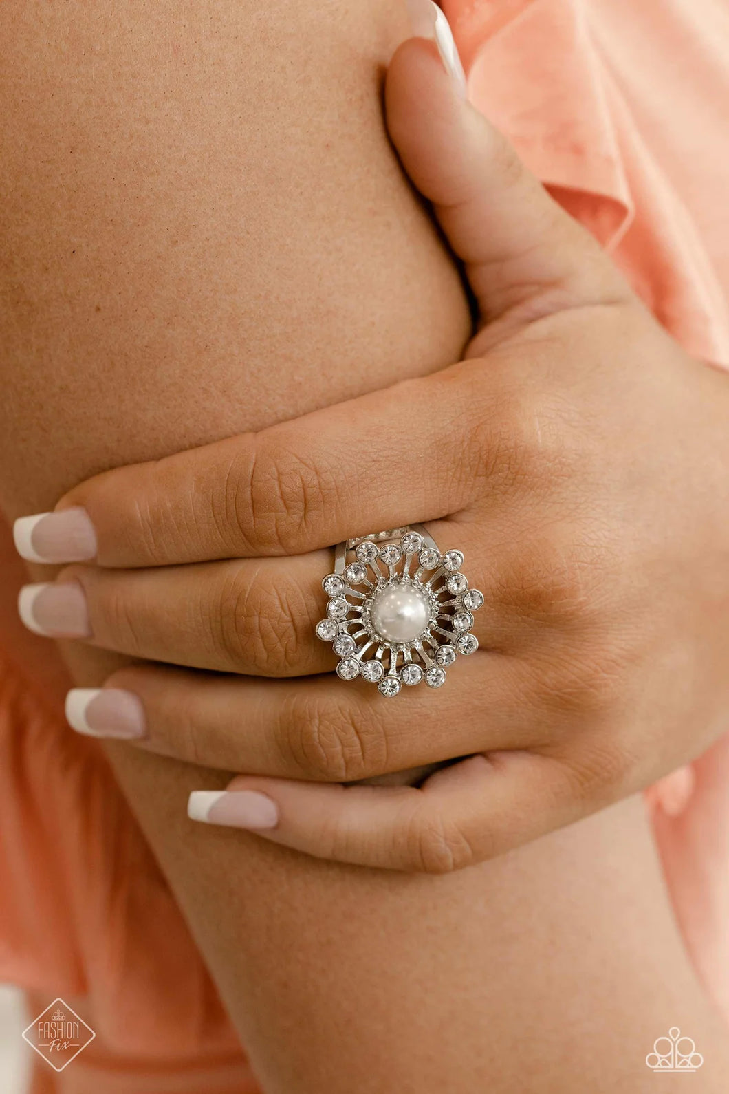 Paparazzi “Maypole Dance” White Stretch Ring - Cindysblingboutique