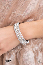 Load image into Gallery viewer, Paparazzi Life of the Party Exclusive &quot;Mega Megawatt&quot; White Hinged Bracelet
