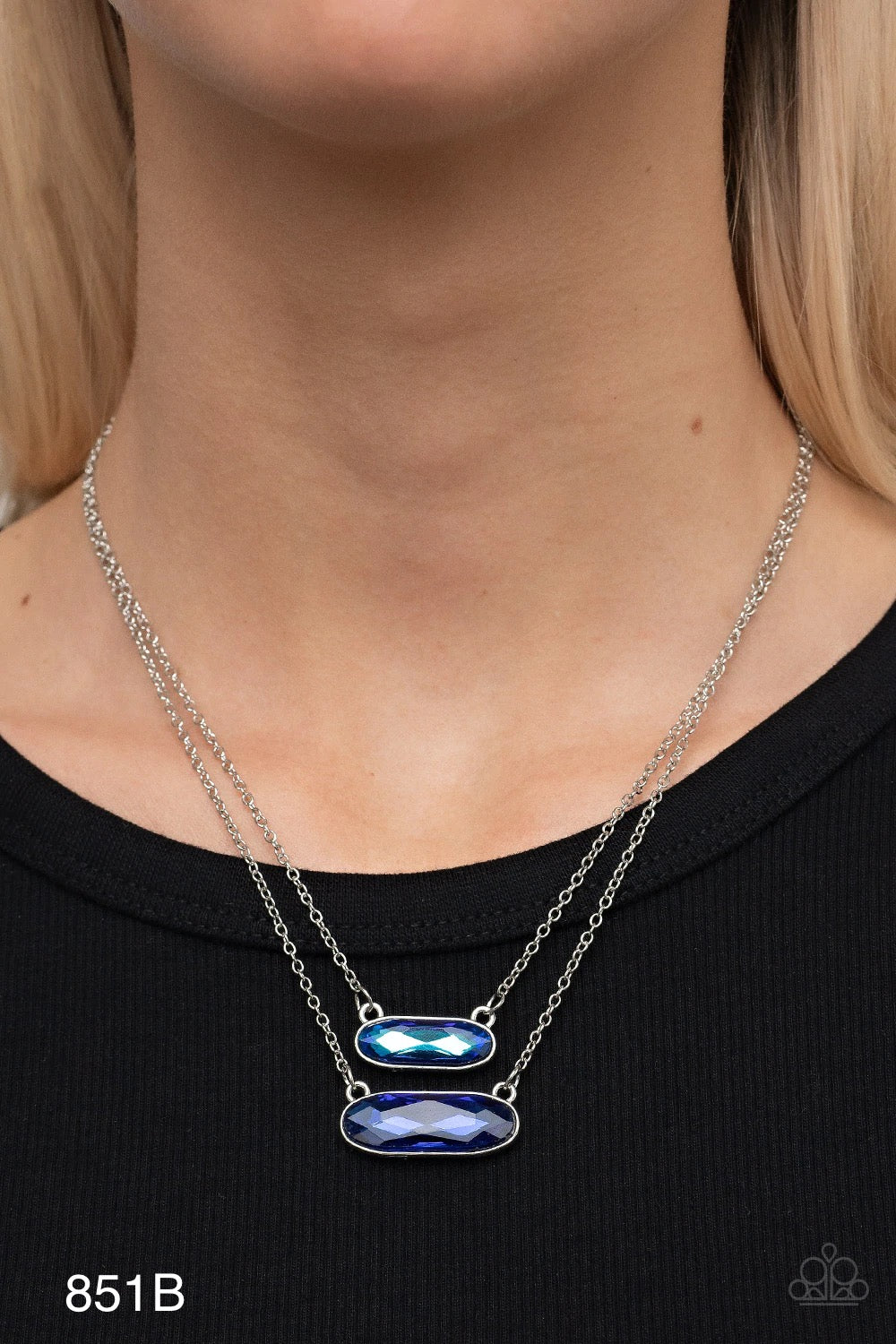 Paparazzi Accessories “Double Bubble Burst” Blue Necklace Earring Set