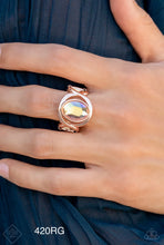 Load image into Gallery viewer, Paparazzi “Mystical Treasure” Rose Gold Iridescent Stretch Ring - Cindysblingboutique
