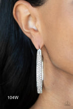 Load image into Gallery viewer, Paparazzi “Bossy and Glossy” White - Hoop Earrings
