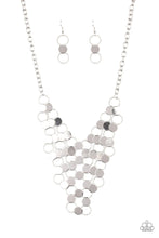 Load image into Gallery viewer, Paparazzi “Vintage Vault” “Net Result&quot; Silver Necklace Earring Set - Cindysblingboutique
