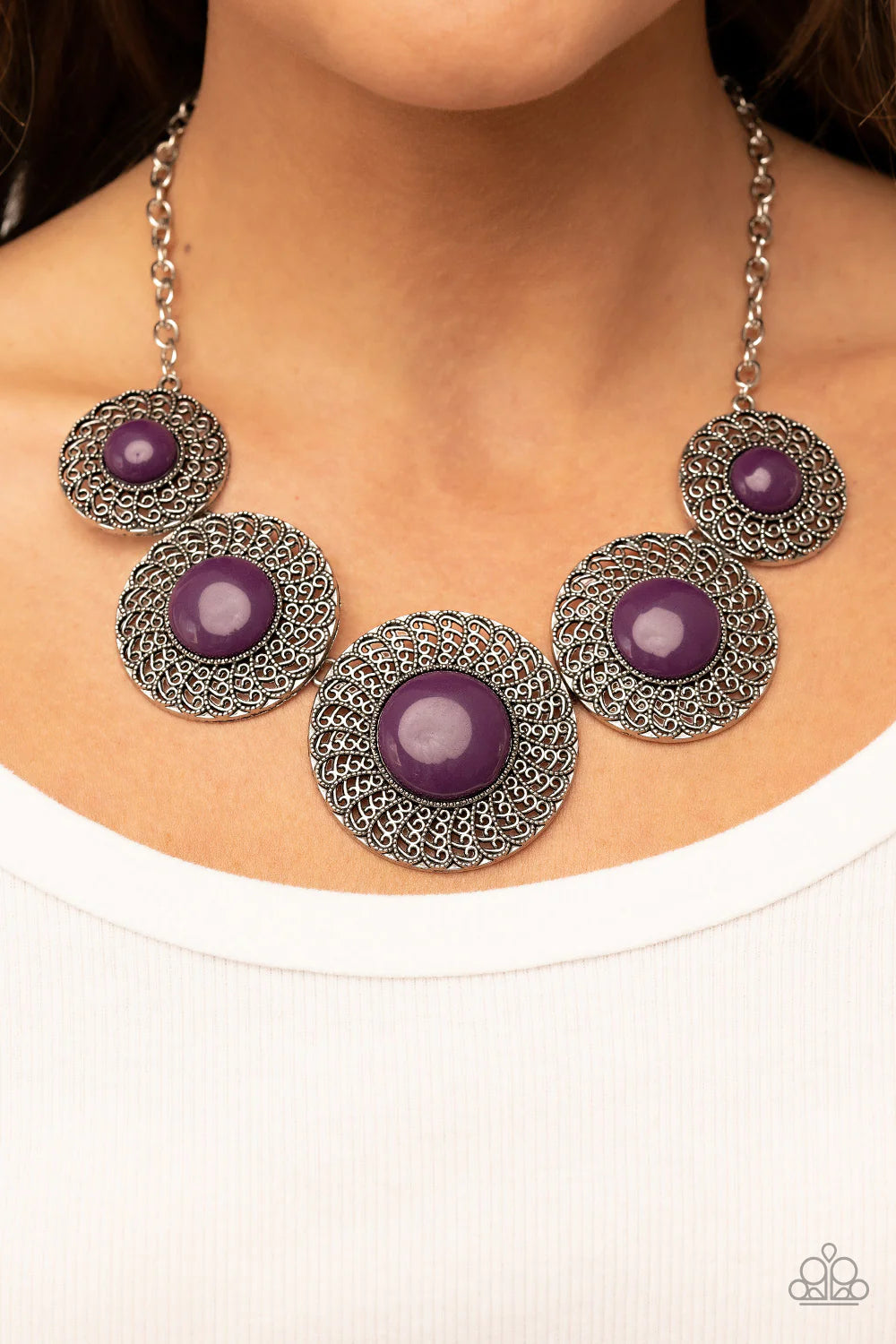 Paparazzi “Detail Oriented” Purple Necklace Earring Set - Cindysblingboutique