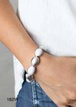 Load image into Gallery viewer, Paparazzi “Decadently Dewy” White Stretch Bracelet
