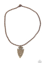 Load image into Gallery viewer, Paparazzi “Get Your ARROWHEAD” in The Game Brass Urban Necklace
