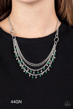 Load image into Gallery viewer, Paparazzi “Vintage Vault” “Financially Fabulous” Green Necklace Earring Set - Paparazzi
