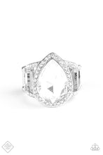 Load image into Gallery viewer, Paparazzi Vintage Vault “BLINGing Down The House” White Stretch Ring - Cindysblingboutique
