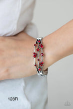 Load image into Gallery viewer, Paparazzi “Cosmic Candescence” Red Hinged Bracelet
