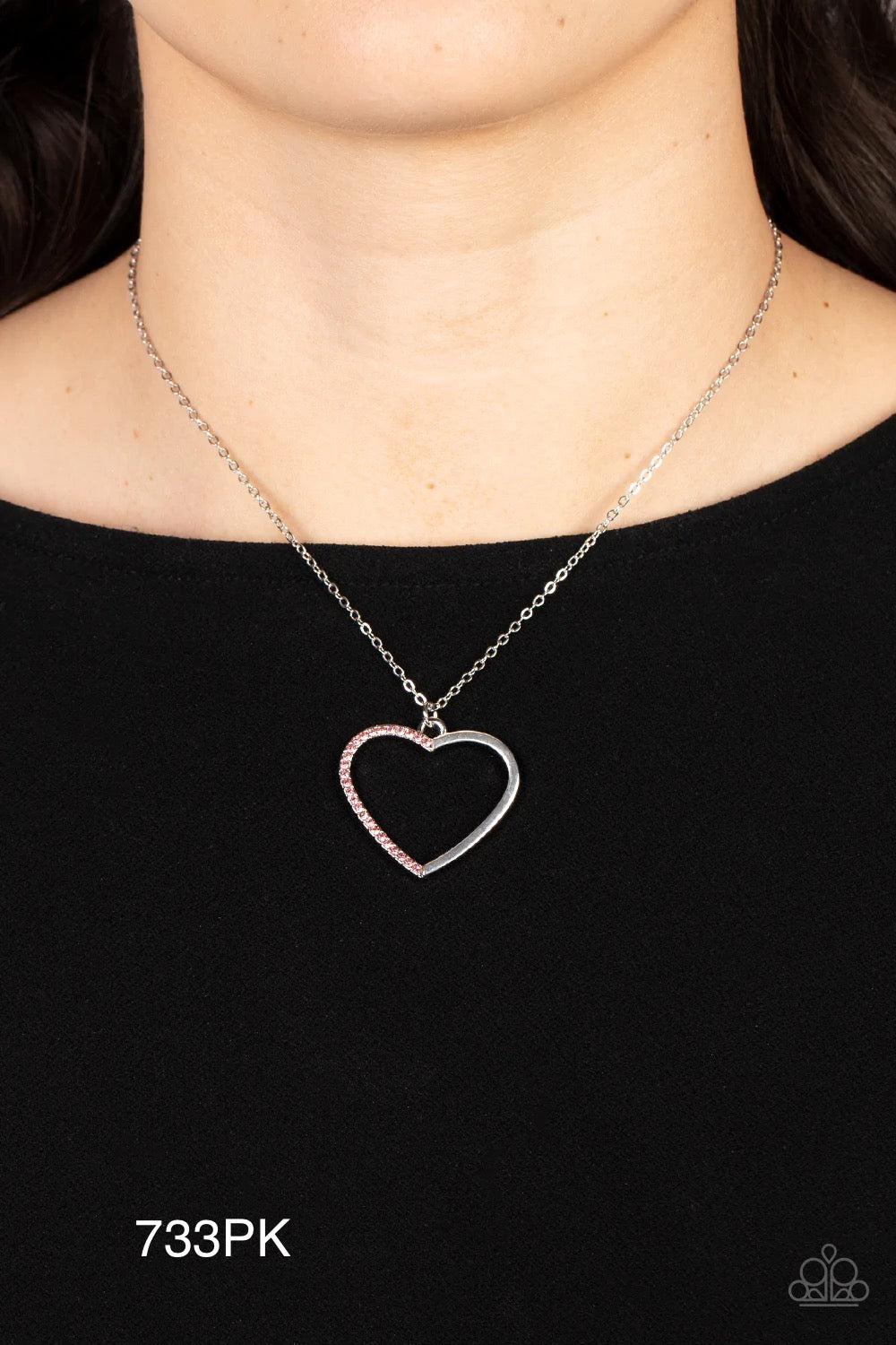 Paparazzi “Love to Sparkle” Pink Heart Necklace Earring Set