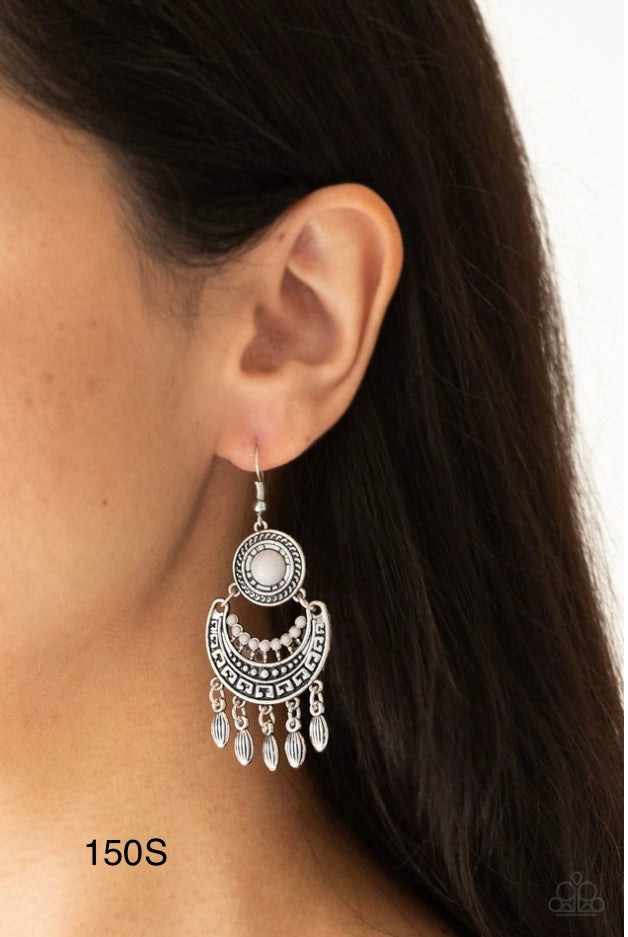 Paparazzi “Mantra To Mantra” Silver - Dangle Earrings
