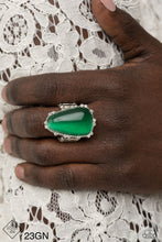 Load image into Gallery viewer, Paparazzi “Newport Nouveau” Green Stretch Ring - Cindys Bling Boutique
