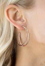 Load image into Gallery viewer, Paparazzi “Rustic Curves” Rose Gold Hoop Earrings
