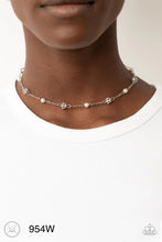 Load image into Gallery viewer, Paparazzi “Rumored Romance” White Necklace Choker Earring Set
