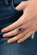 Load image into Gallery viewer, Paparazzi “Exuberant Escapade” Red Stretch Ring - Cindysblingboutique
