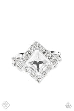 Load image into Gallery viewer, Paparazzi “Transformational Twinkle” White Stretch Ring - Cindysblingboutique
