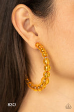 Load image into Gallery viewer, Paparazzi “In The Clear” Orange Hoop Earrings
